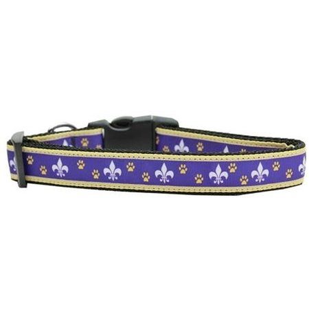 UNCONDITIONAL LOVE Purple and Yellow Fleur de Lis Nylon Dog Collars Large UN742490